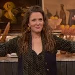 Drew’s printed tie neck blouse on The Drew Barrymore Show