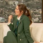 Drew’s green double breasted blazer and pants on The Drew Barrymore Show