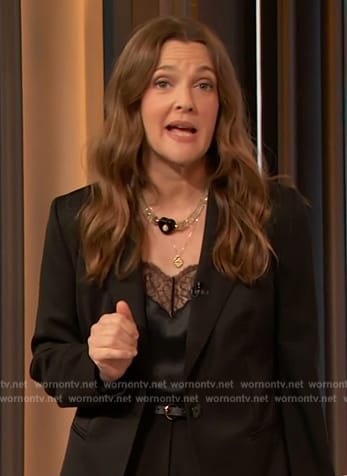 Drew's black lace cami on The Drew Barrymore Show