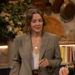 Drew’s white lace trim cami and blazer on The Drew Barrymore Show