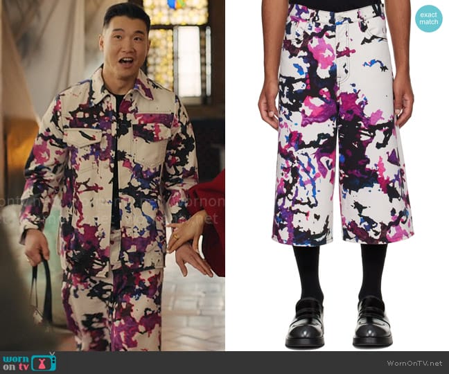 Dries van Noten Ink Splat Shorts worn by Nicholas (Joel Kim Booster) on Loot