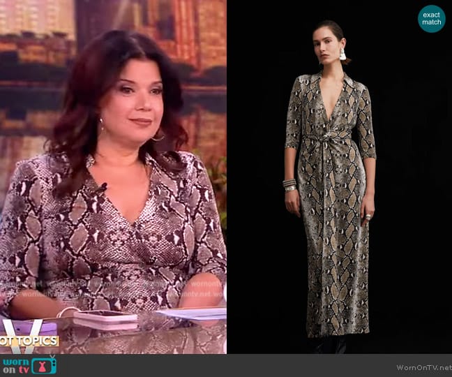 Diane von Furstenberg Abigail Silk Jersey Maxi Wrap Dress worn by Ana Navarro on The View