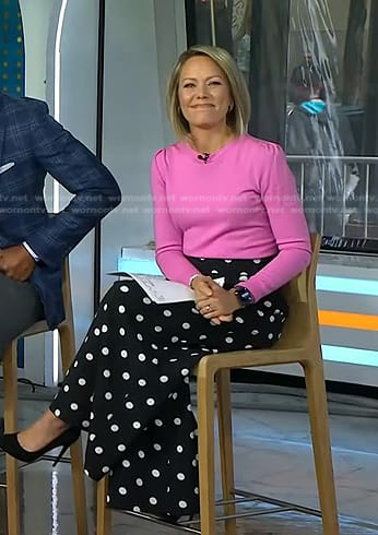 WornOnTV: Dylan’s pink Sweater and black polka dot pants on Today ...