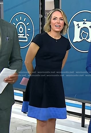 Dylan's blue colorblock fit and flare dress on Today