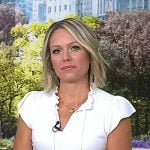 Dylan’s white ruffle tie neck top on Today