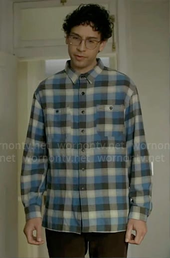 Edward's blue checked button down shirt on Not Dead Yet