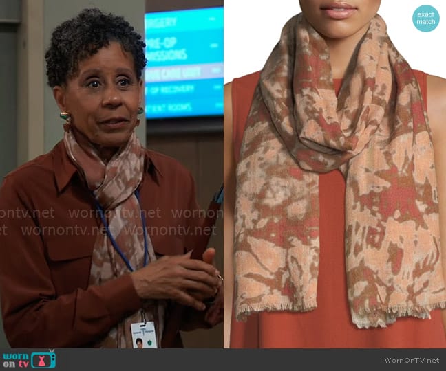 Eileen Fisher Digital Pathways Silk/Wool Scarf worn by Stella Henry (Vernee Watson) on General Hospital