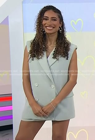 Elaine Welteroth’s light blue sleeveless blazer and skirt on Today