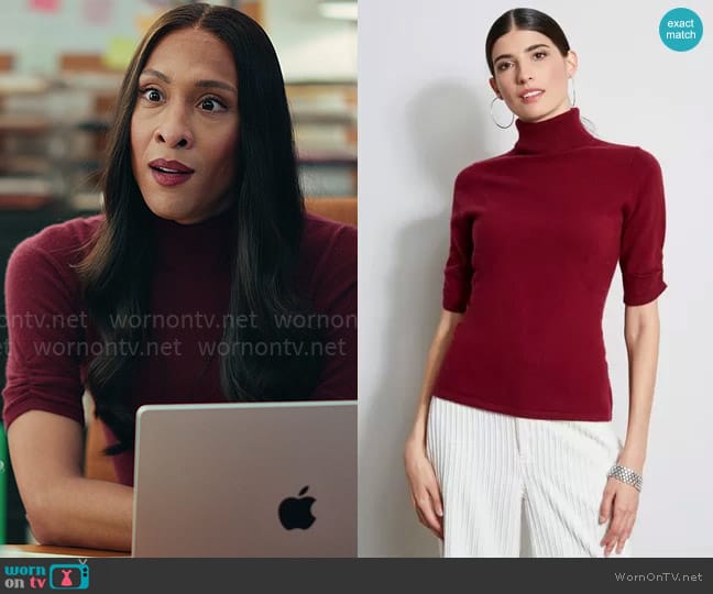 Elie Tahari Short Sleeve Cashmere Turtleneck Sweater worn by Sofia Salinas (Michaela Jaé Rodriguez) on Loot