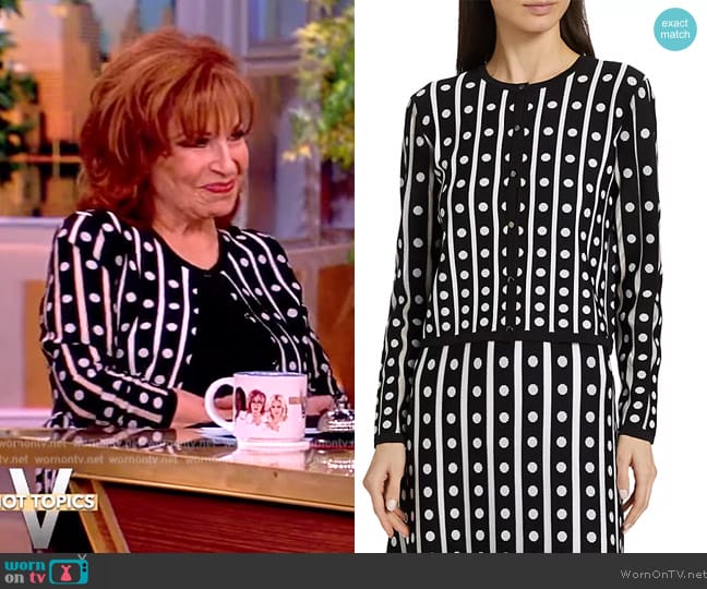 Elie Tahari The Ari Polka Dot Cardigan worn by Joy Behar on The View