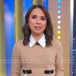 Elizabeth’s beige mixed media sweater on Good Morning America