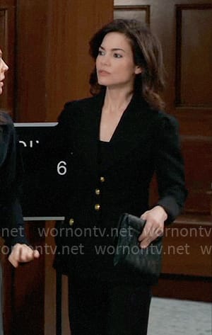 Elizabeth's black blazer with gold buttons on General Hospital