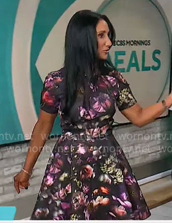 Elizabeth Werner's dark floral dress on CBS Mornings