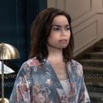 Elizabeth’s blue floral robe on General Hospital