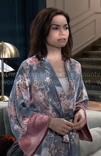 Elizabeth’s blue floral robe on General Hospital