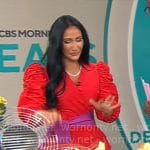 Elizabeth Werner’s red wrap dress on CBS Mornings