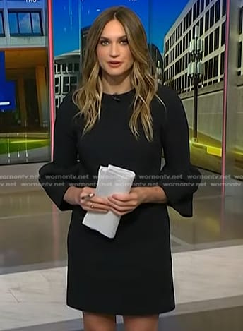 Ellison Barber’s black bell sleeve dress on NBC News Daily