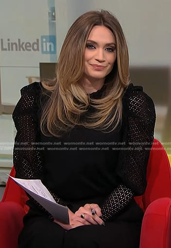 Ellison's black puff sleeve lace top on NBC News Daily