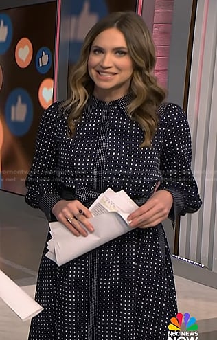 Ellison's navy printed shirtdress on NBC News Daily