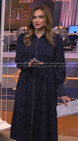 Ellison's navy printed shirtdress on NBC News Daily