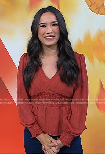 Emilie's red smocked peplum top on Today