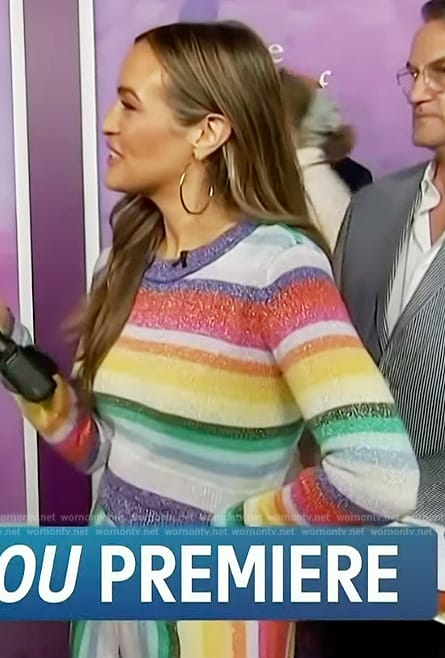 Emily Orozco's metallic stripe sweater on Access Hollywood