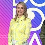 Emma Roberts’ yellow floral shirt and skirt on Today