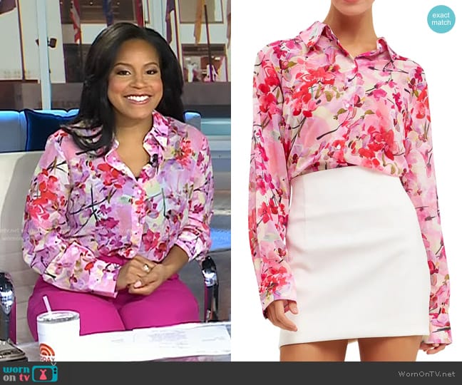 Endless Rose Floral Print Oversize Shirt worn by Sheinelle Jones on Today