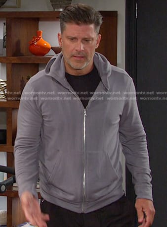 Eric's grey zip front hoodie on Days of our Lives