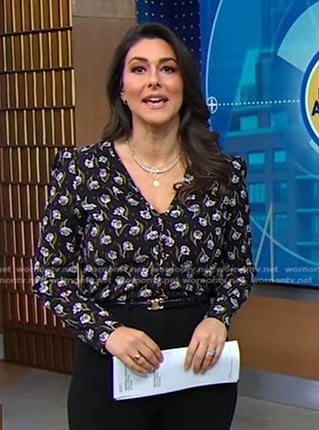 Erielle’s black floral blouse on Good Morning America