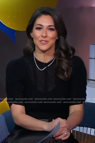 Erielle’s black striped knit sweater on Good Morning America