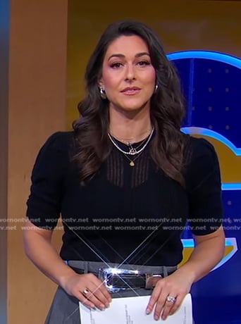 Erielle's black striped knit sweater on Good Morning America