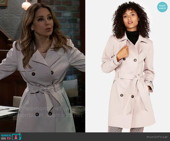 Express Classic Double Breasted Trench Coat worn by Olivia Falconeri (Lisa Lo Cicero) on General Hospital