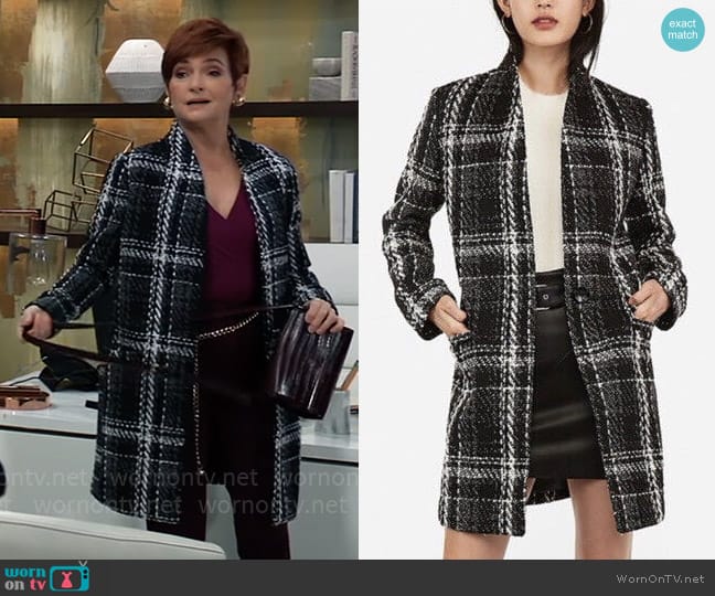 Express Plaid Tweed Woven Coat worn by Diane Miller (Carolyn Hennesy) on General Hospital