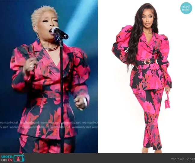 Fashion Nova Best For Last Floral Blazer Set worn by Maurette Brown Clark on The Kelly Clarkson Show