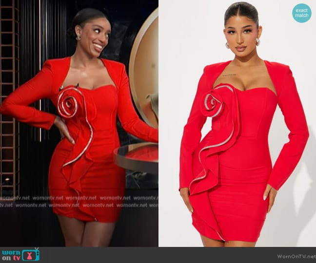 Fashion Nova Scarlett Ruffle Mini Dress worn by Francesca Amiker on E! News