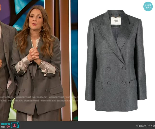 WornOnTV: Drew’s gray double breasted blazer on The Drew Barrymore Show ...