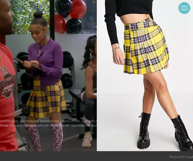 WornOnTV: Aaliyah’s yellow plaid mini skirt on The Upshaws | Khali ...