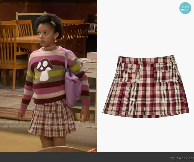 Forever 21 Girls Plaid A-Line Skirt worn by Maya Upshaw (Journey Christine) on The Upshaws