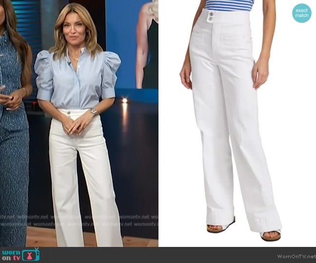 Frame Le Hardy High Rise Wide Leg Jeans worn by Kit Hoover on Access Hollywood