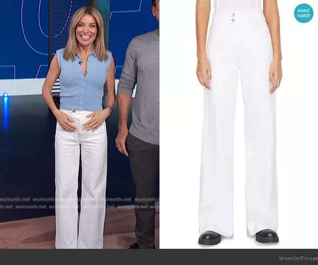 Frame Le Hardy High Waist Wide Leg Flare Jeans worn by Kit Hoover on Access Hollywood