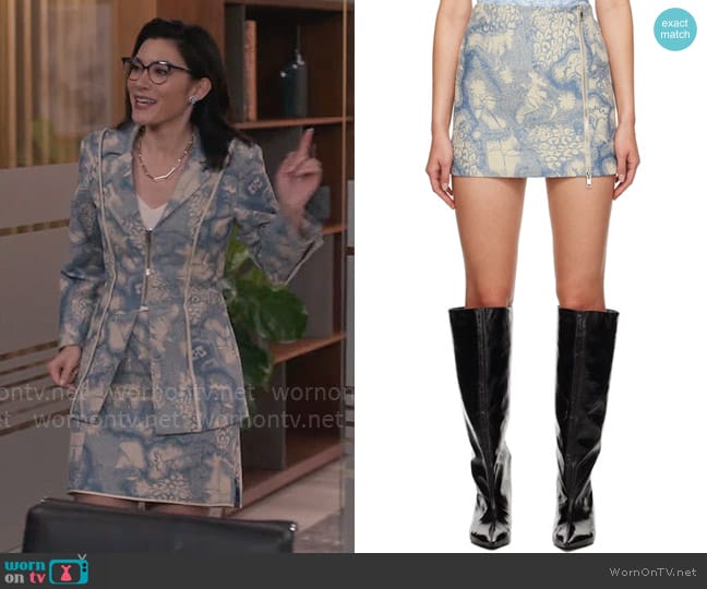 Ganni Jacquard Miniskirt worn by Susan (Inga Schlingmann) on So Help Me Todd