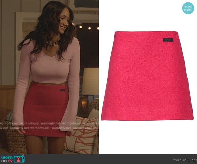 Ganni Pink High-Rise Mini Skirt worn by Layla Keating (Greta Onieogou) on All American