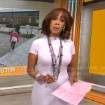 Gayle King’s lavender purple rib knit dress on CBS Mornings