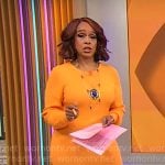 Gayle King’s orange midi sweater dress on CBS Mornings