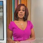 Gayle King’s pink buttoned v-neck dress on CBS Mornings