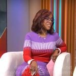 Gayle’s purple and red ribbed sweater and skirt on CBS Mornings