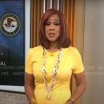 Gayle King’s yellow monogram print dress on CBS Mornings