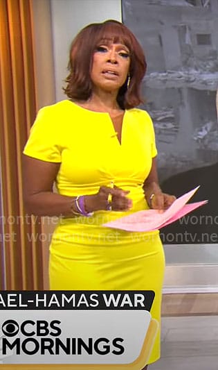 WornOnTV: Gayle King’s yellow split-neck dress on CBS Mornings | Gayle ...