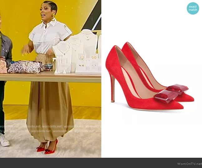 Gianvito Rossi Jaipur Crystal Pointed Toe Pump worn by Tamron Hall on Tamron Hall Show